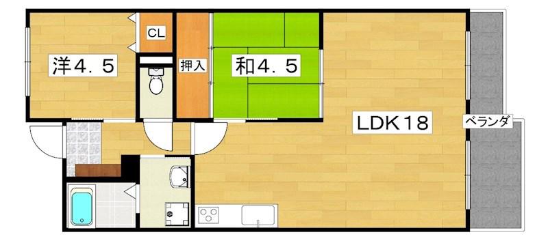 リバージュI(2LDK/3階)の間取り写真