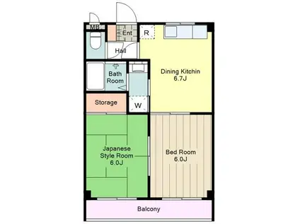 グランドイースト(2DK/2階)の間取り写真