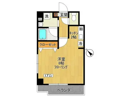 YTR WINDワイティーアールウィンド(1K/4階)の間取り写真