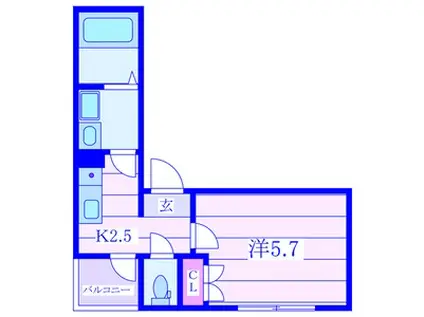 リバーサイド・モーリ(1K/2階)の間取り写真