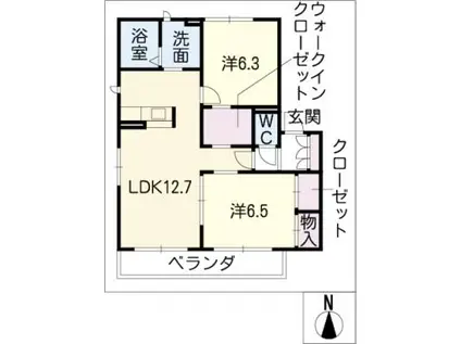 サンライズ(2LDK/2階)の間取り写真