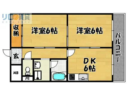 シャルム江口(2DK/4階)の間取り写真