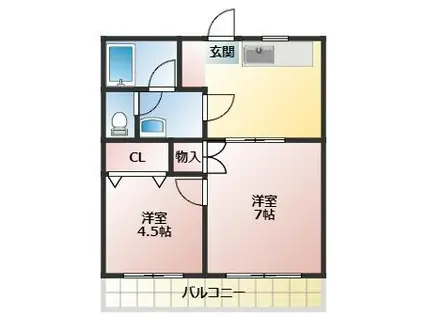 コーポ御茶ノ水(2DK/2階)の間取り写真