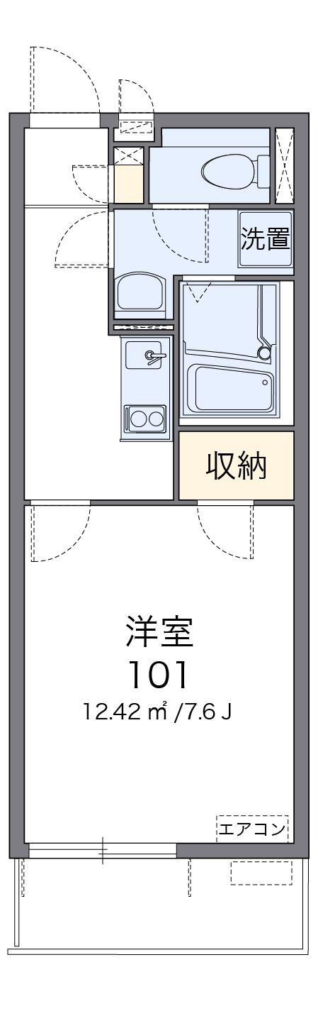 クレイノSASALA(1K/1階)の間取り写真