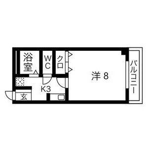 ポルトハイツ(1K/2階)の間取り写真