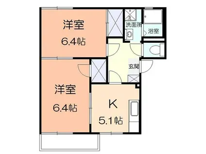 メモリーハイツ(2K/2階)の間取り写真