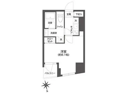 グランパセオ市谷甲良町(1K/4階)の間取り写真