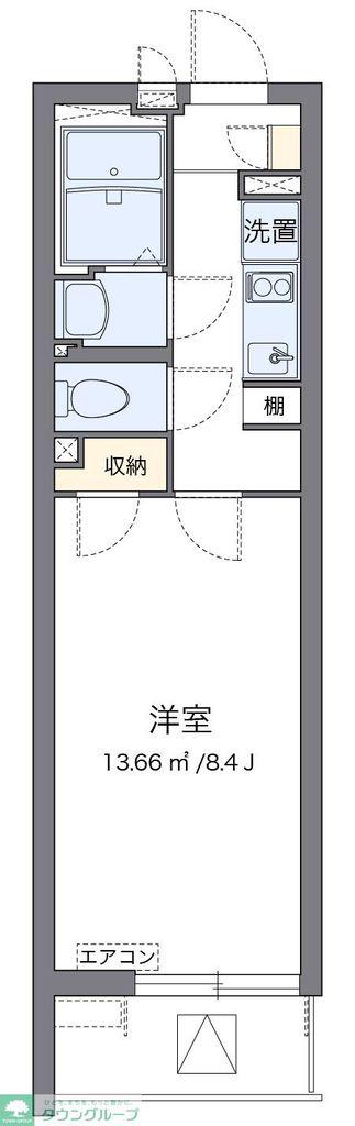 クレイノ黄金屋III(1K/2階)の間取り写真