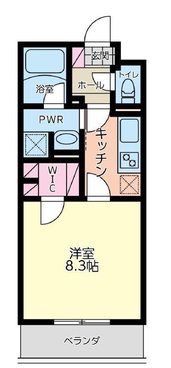 クレスト(1K/2階)の間取り写真