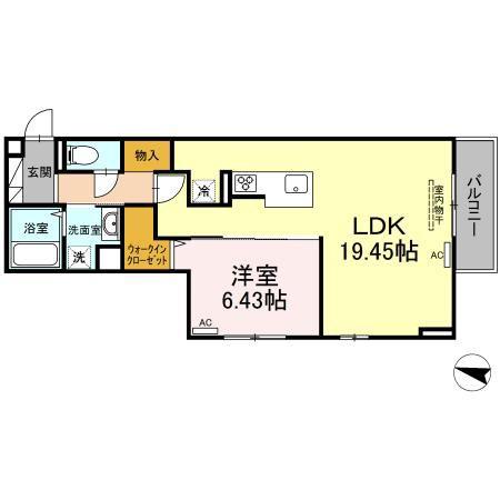 D-LUMIUS B棟(1LDK/2階)の間取り写真