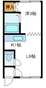 セラーノ(1DK/2階)の間取り写真