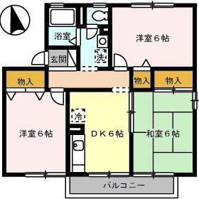 ファミール河野A・B・C棟(2LDK/1階)の間取り写真