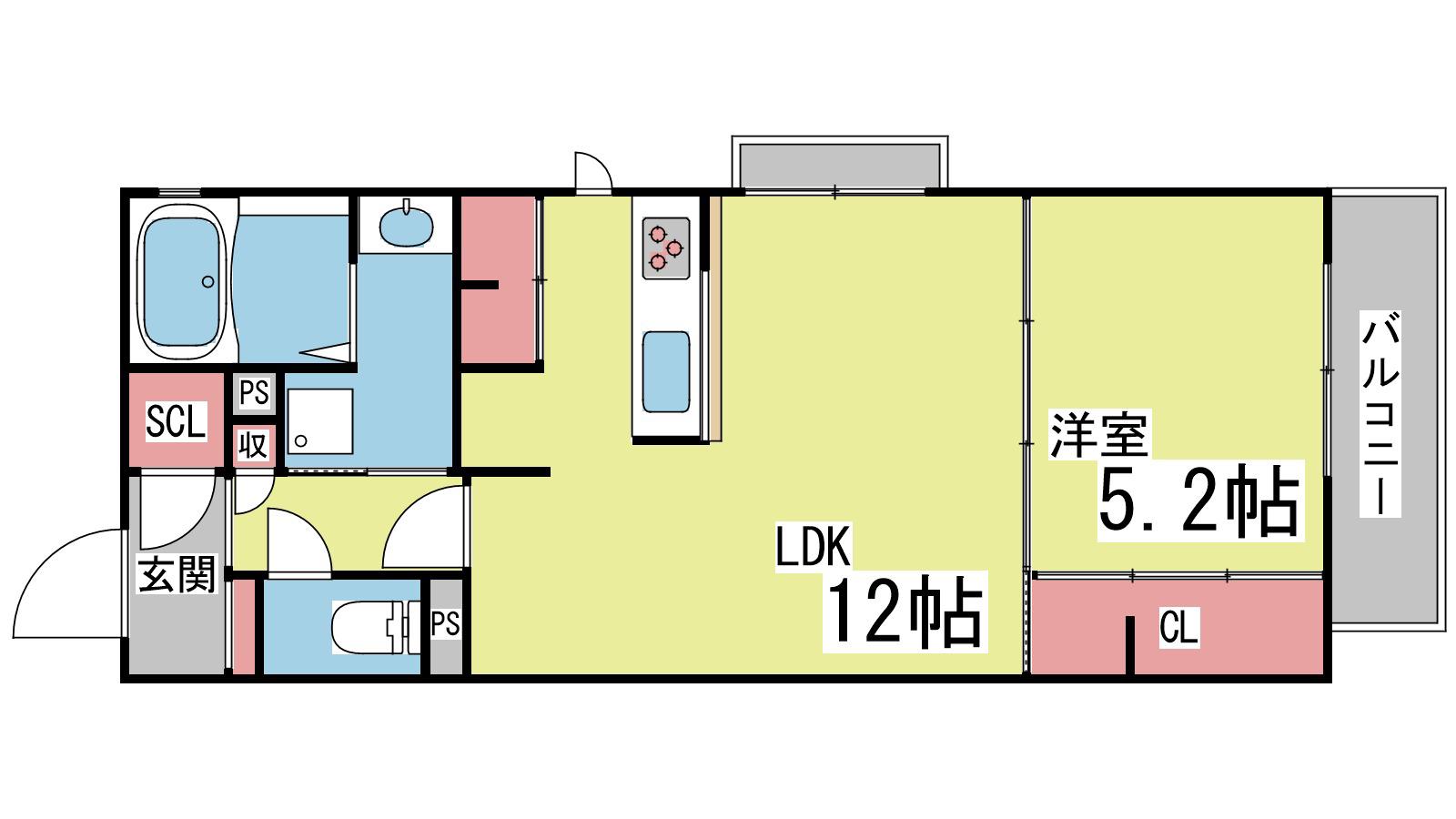 本庄ハウス 魚崎(1LDK/2階)の間取り写真