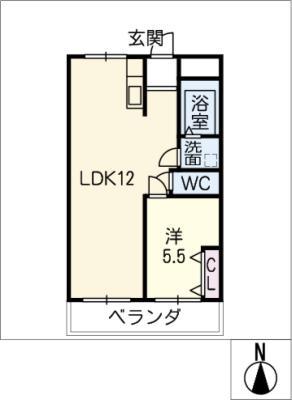 ラティーナ岐阜(1LDK/2階)の間取り写真