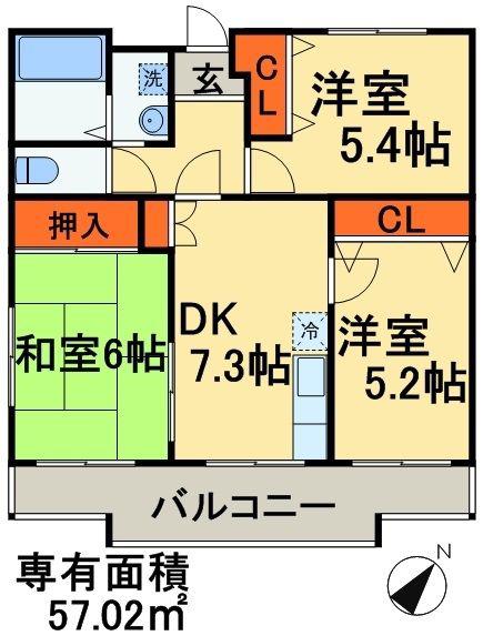 ルミエール若葉(3DK/1階)の間取り写真