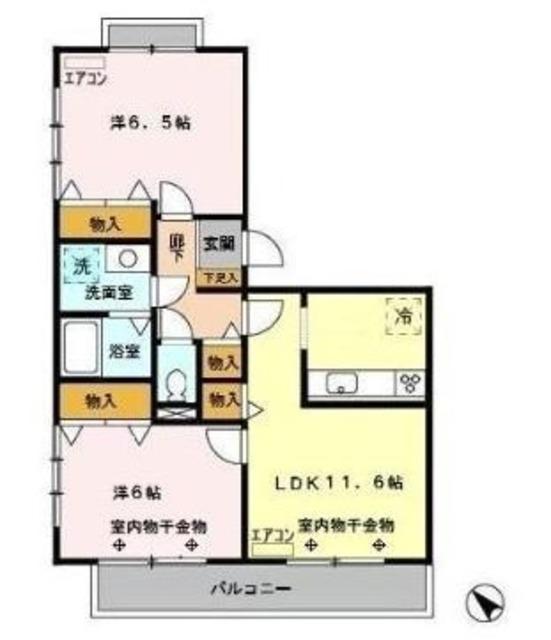 グリーンヒルズ(2LDK/2階)の間取り写真