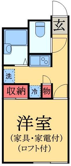 LPクレストB(1K/1階)の間取り写真