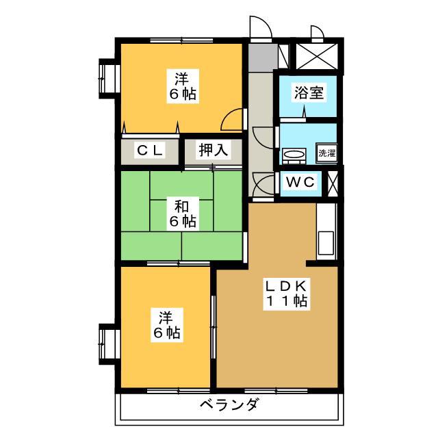クレスト21 N棟(3LDK/2階)の間取り写真