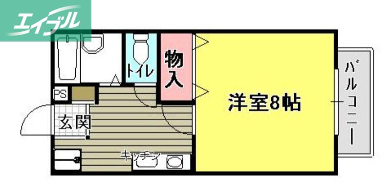 ロンサール奥田(1K/2階)の間取り写真