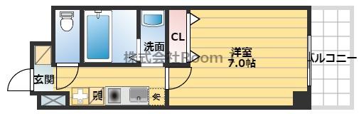 シュロスヒロカズ大手前(1K/6階)の間取り写真