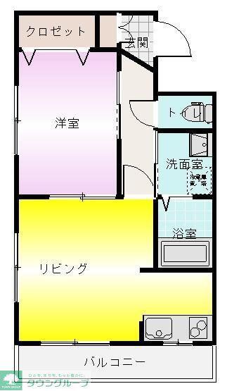 ヴァンヴェストAB(1LDK/1階)の間取り写真