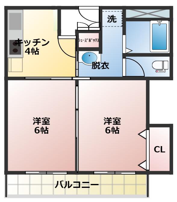 CITY IN リベルテ(2DK/3階)の間取り写真