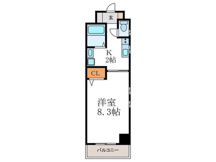 グラニーレ聚楽(1K/2階)の間取り写真