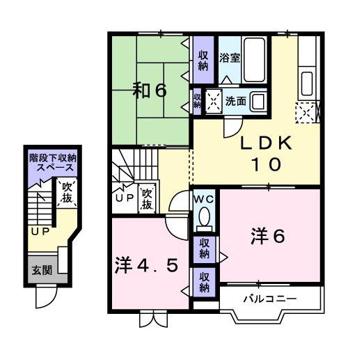 コーポ中谷戸V(3LDK/2階)の間取り写真