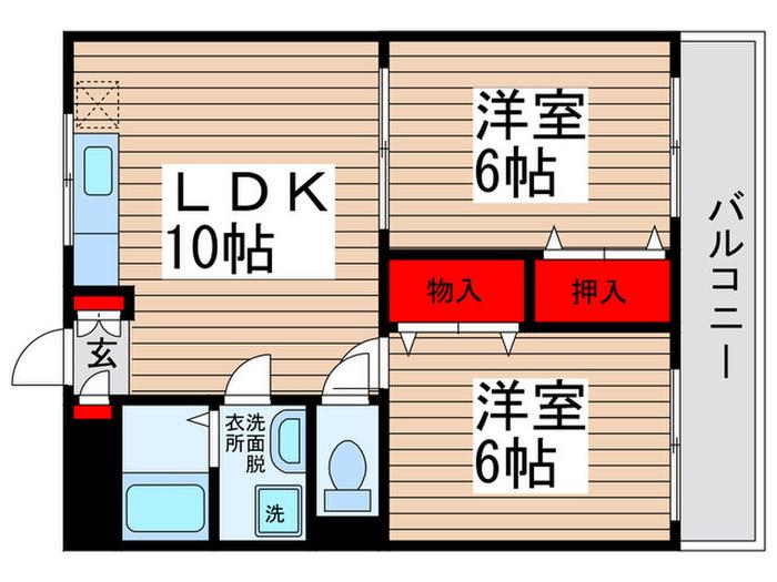 コーポ染谷(2LDK/1階)の間取り写真