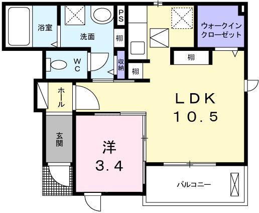 カーム寿(1LDK/1階)の間取り写真