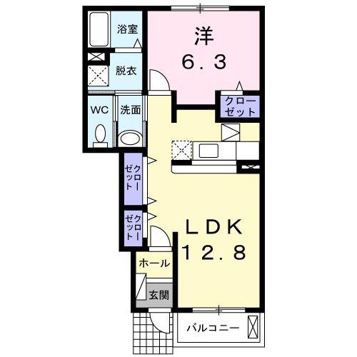 インターヒルズ・II のざわ(1LDK/1階)の間取り写真