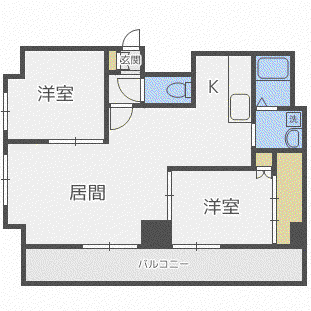 リバーライト菊水(2LDK/10階)の間取り写真