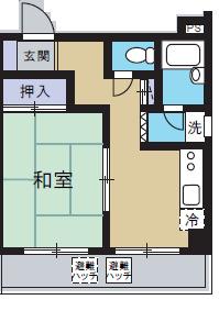 ハナブサマンション(1DK/4階)の間取り写真