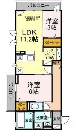 フェリーチェ(2LDK/3階)の間取り写真
