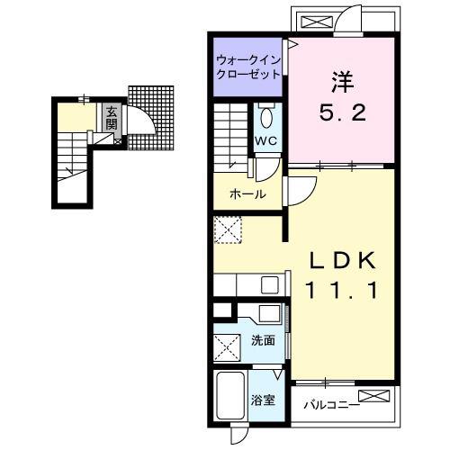 ベア フルーツ C(1LDK/2階)の間取り写真