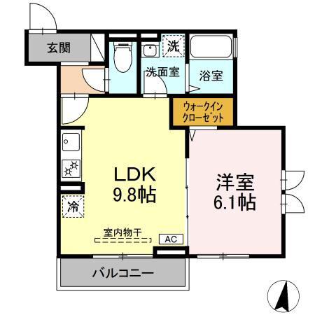 エコリブレ(1LDK/3階)の間取り写真