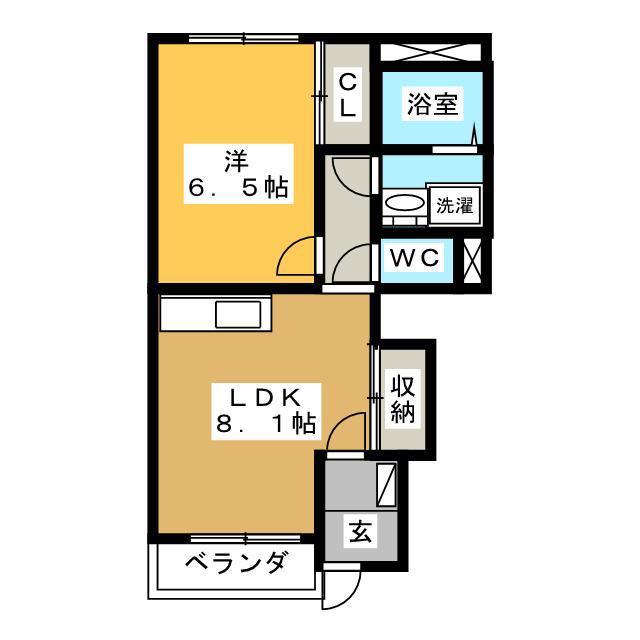 サンハイム(1DK/1階)の間取り写真