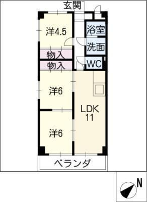 モール白山(3LDK/4階)の間取り写真