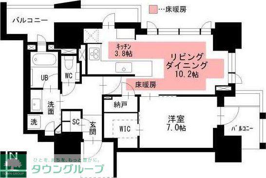 プラウドタワー名駅(1LDK/16階)の間取り写真