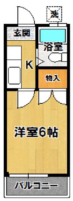時計台ハイツ(1K/2階)の間取り写真