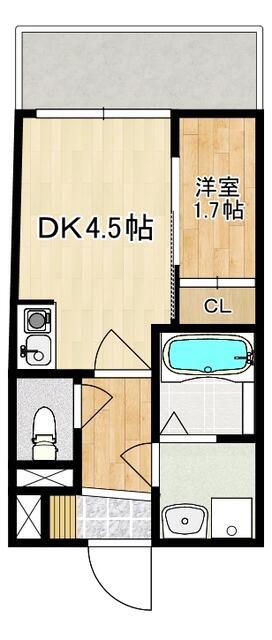 MODERN PALAZZO 長崎ノース(1DK/1階)の間取り写真