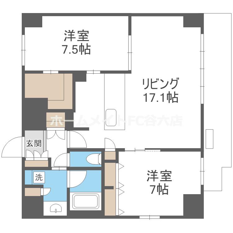 ミラージュパレス天王寺堀越町(2LDK/8階)の間取り写真