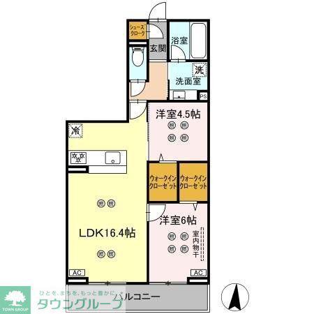 ローテ ベルク(2LDK/2階)の間取り写真