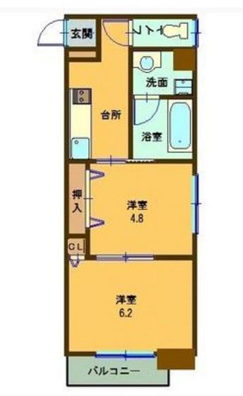アミスタ―東島田(2K/6階)の間取り写真