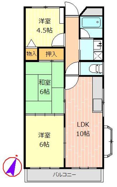 ビックノース 92(3LDK/3階)の間取り写真