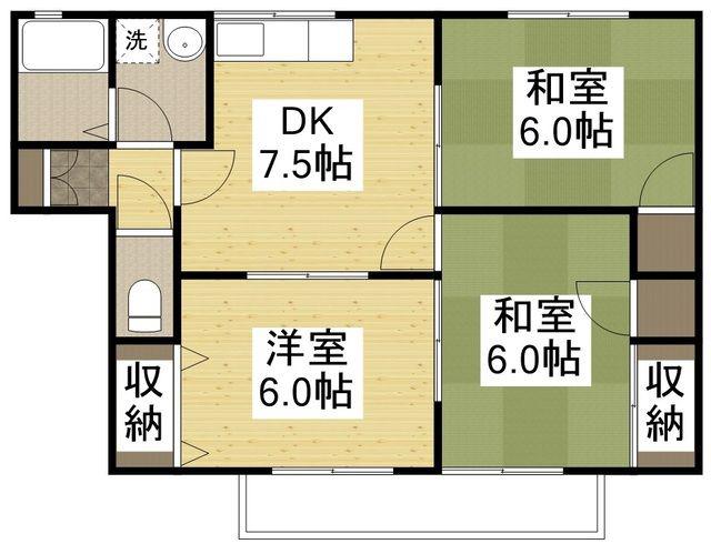 ファミールナカイIII(3DK/1階)の間取り写真
