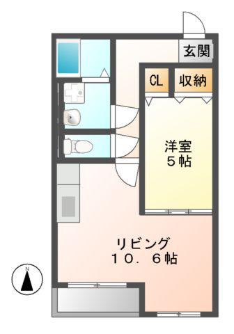 ベルコート(1LDK/1階)の間取り写真