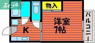 スカイコート(1K/1階)の間取り写真