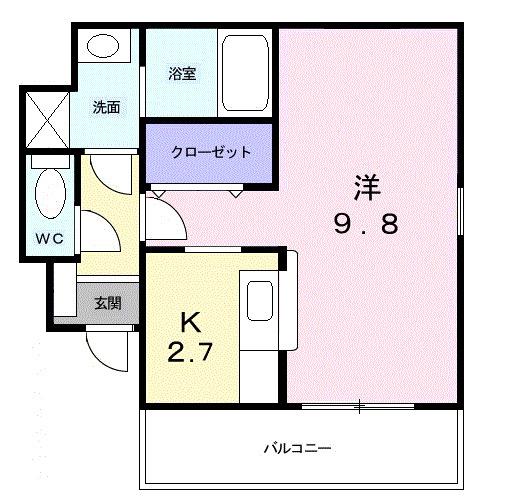 ソレアード本町(1K/1階)の間取り写真