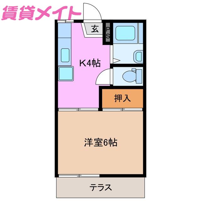 リソーハイツ(1K/1階)の間取り写真